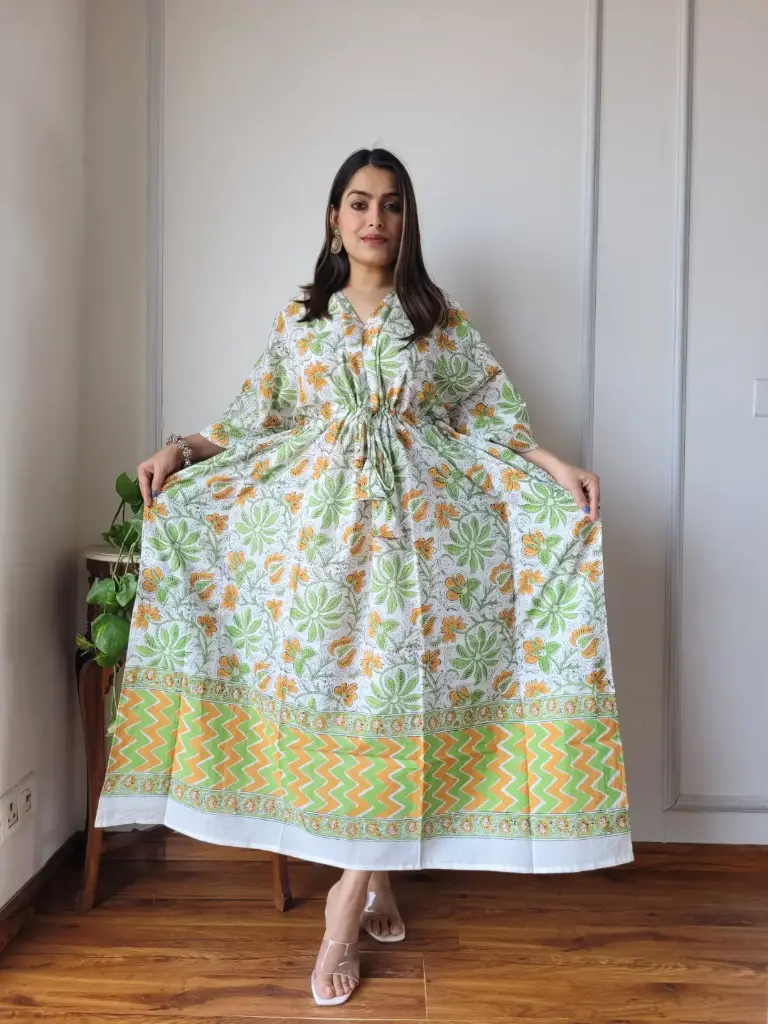 👉 Pure Cotton Kaftan  Hand Block Printed 100% Pure cotton  Free Size up 36 to 52   Length : 52 inch   👉 Shipping Free Within India