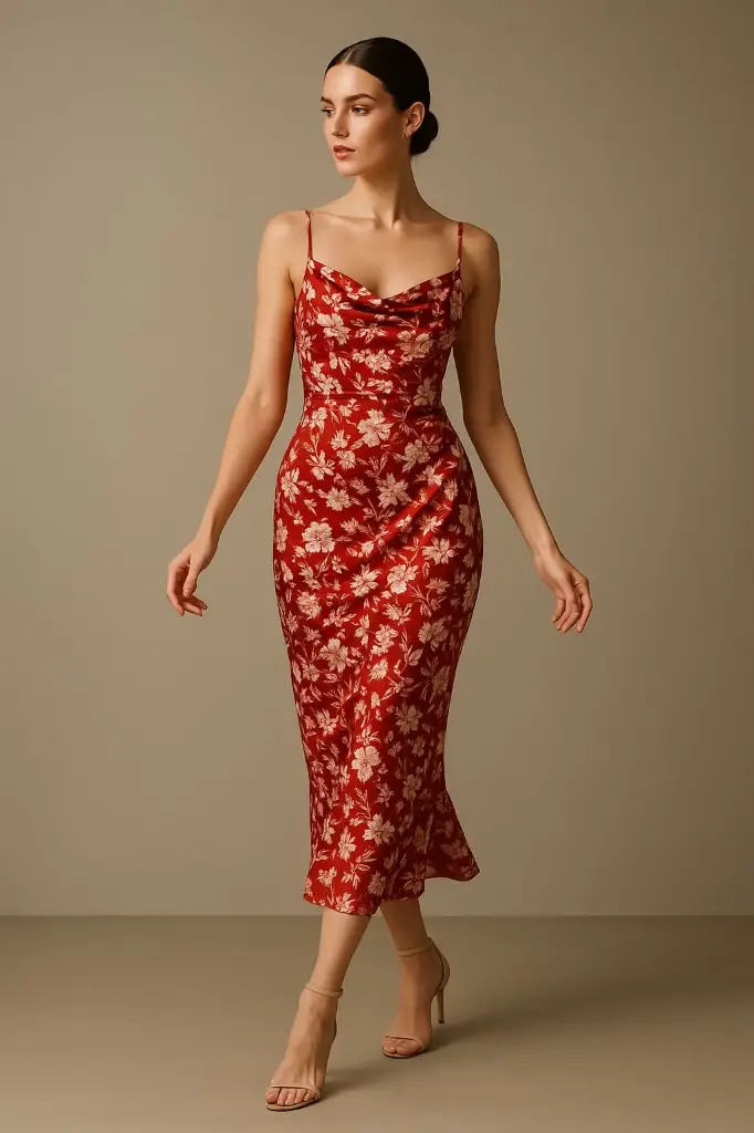 Red Floral Slip Dress ❤🌺  Soft, strappy & stunning – this red floral slip is your go-to for day-to-night glam!