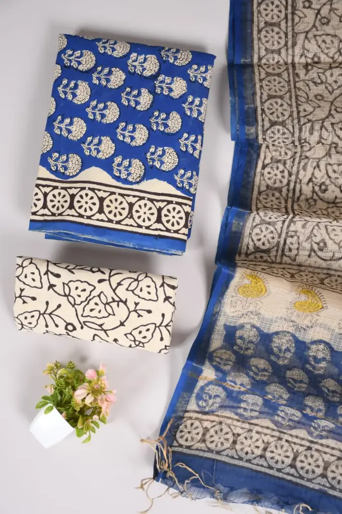 👉  Pure Cotton Suit with Kota Doria Dupatta Hand Block Printed Top        : 2.5 mtr ( Cotton ) Bottom  : 2.5 mtr ( Cotton ) Dupatta : 2.5 mtr ( Kota Doria )