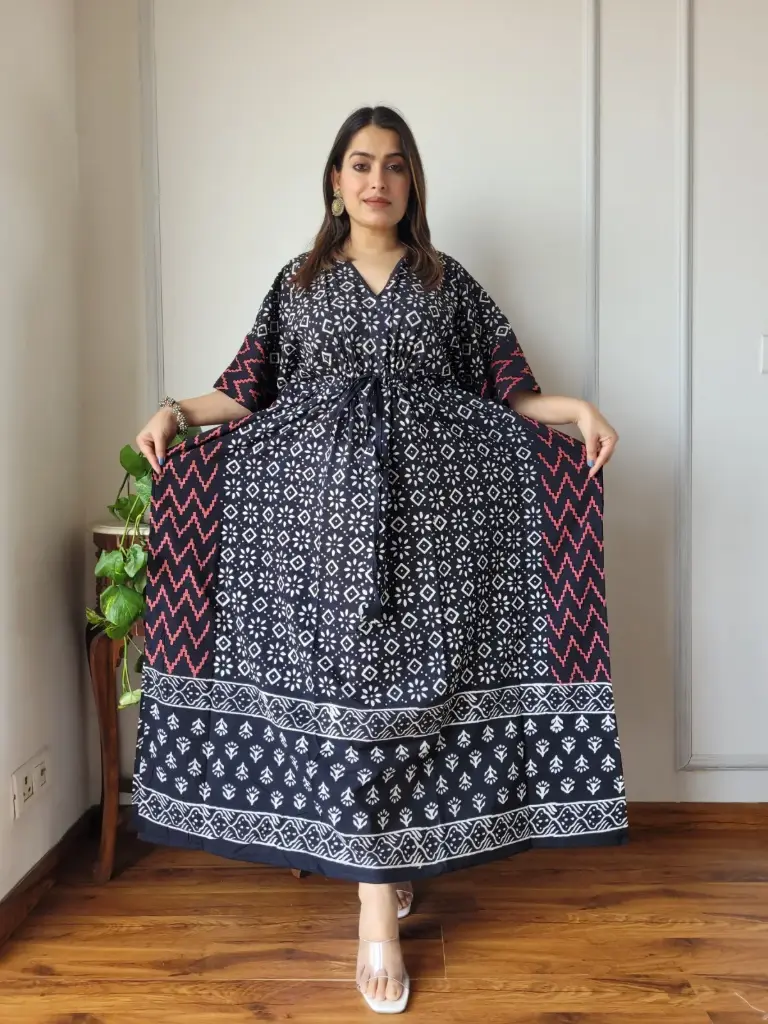 👉 Pure Cotton Kaftan  Hand Block Printed 100% Pure cotton  Free Size up 36 to 52   Length : 52 inch   👉 Shipping Free Within India