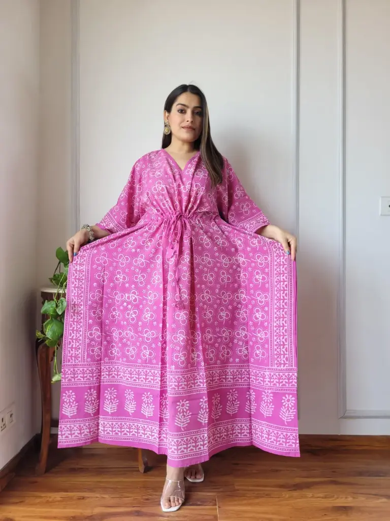 👉 Pure Cotton Kaftan Hand Block Printed 100% Pure cotton Free Size up 36 to 52  Length : 52 inch  👉 Shipping Free Within India