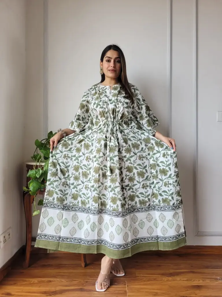 👉 Pure Cotton Kaftan Hand Block Printed 100% Pure cotton Free Size up 36 to 52  Length : 52 inch  👉 Shipping Free Within India