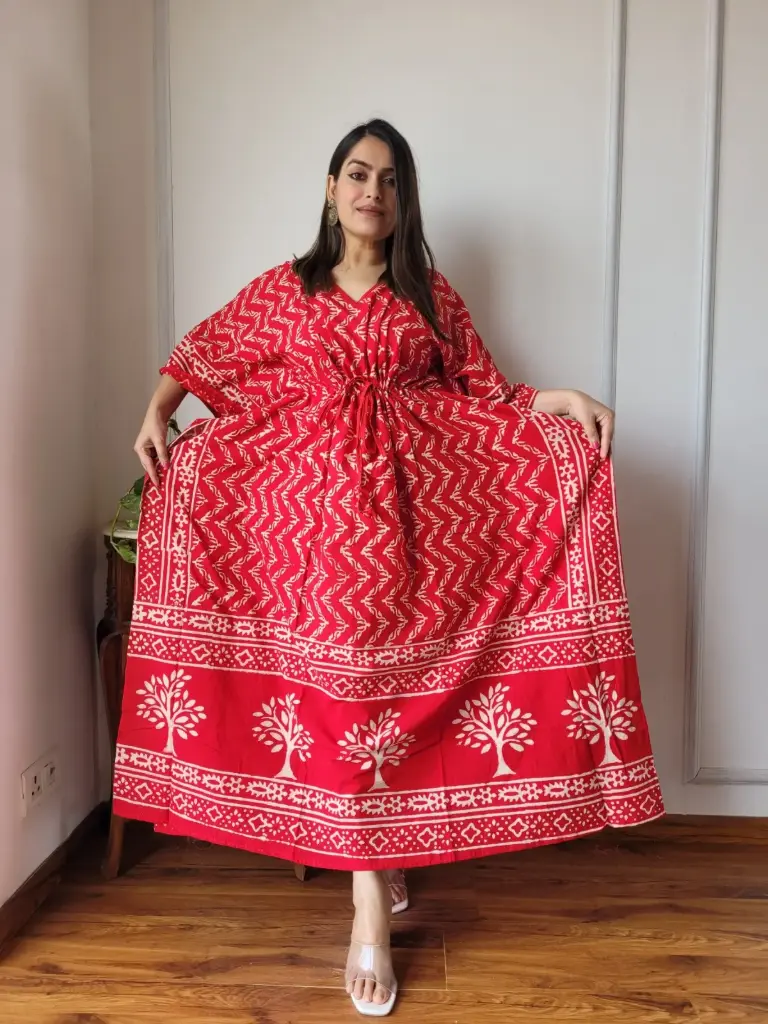 👉 Pure Cotton Kaftan Hand Block Printed 100% Pure cotton Free Size up 36 to 52  Length : 52 inch  👉 Shipping Free Within India