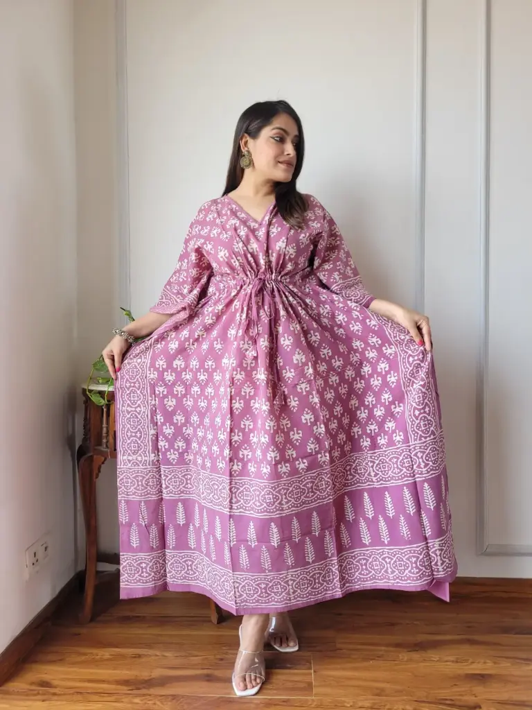 👉 Pure Cotton Kaftan Hand Block Printed 100% Pure cotton Free Size up 36 to 52  Length : 52 inch  👉 Shipping Free Within India