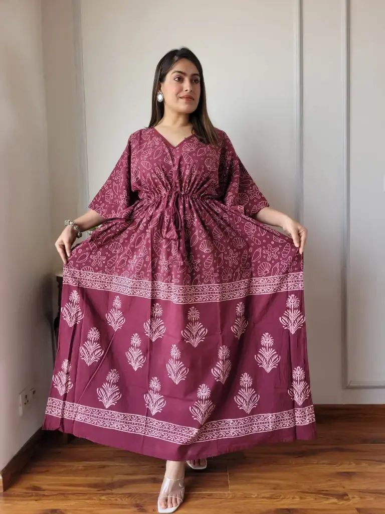 👉 Pure Cotton Kaftan Hand Block Printed 100% Pure cotton Free Size up 36 to 52  Length : 52 inch  👉 Shipping Free Within India