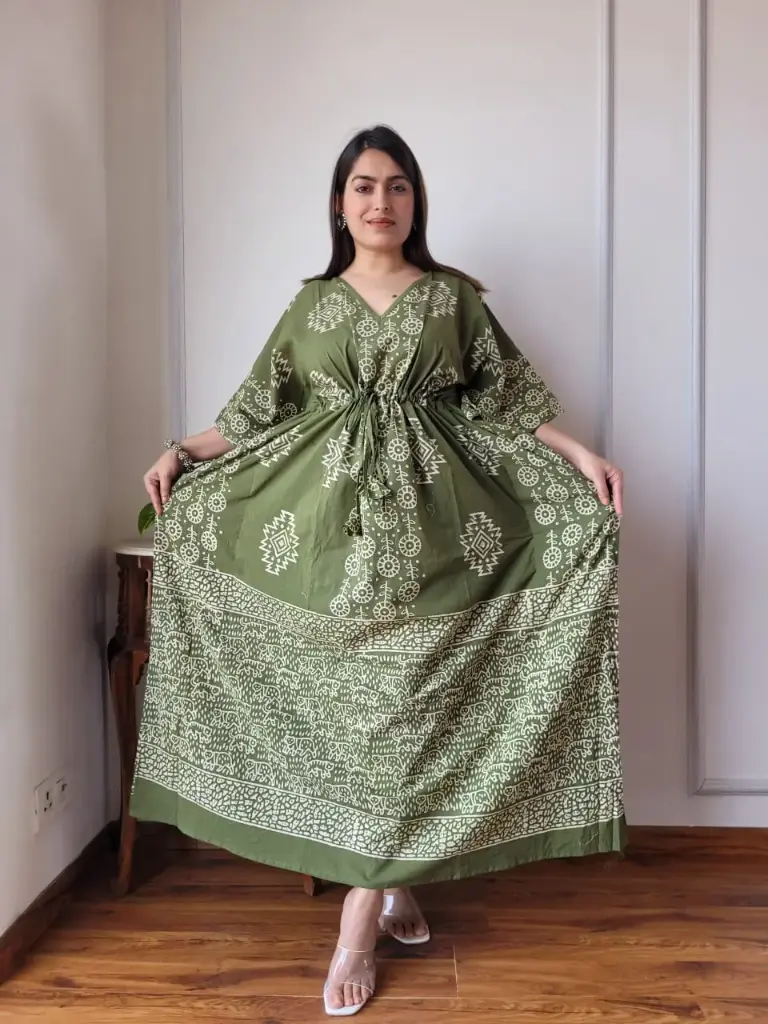 👉 Pure Cotton Kaftan Hand Block Printed 100% Pure cotton Free Size up 36 to 52  Length : 52 inch  👉 Shipping Free Within India