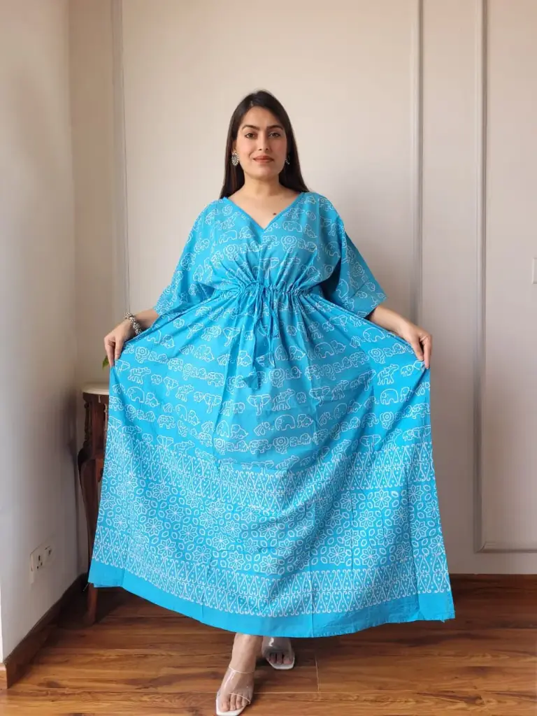 👉 Pure Cotton Kaftan Hand Block Printed 100% Pure cotton Free Size up 36 to 52  Length : 52 inch  👉 Shipping Free Within India