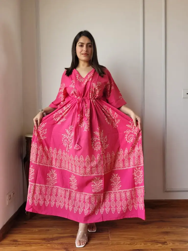 👉 Pure Cotton Kaftan Hand Block Printed 100% Pure cotton Free Size up 36 to 52  Length : 52 inch  👉 Shipping Free Within India