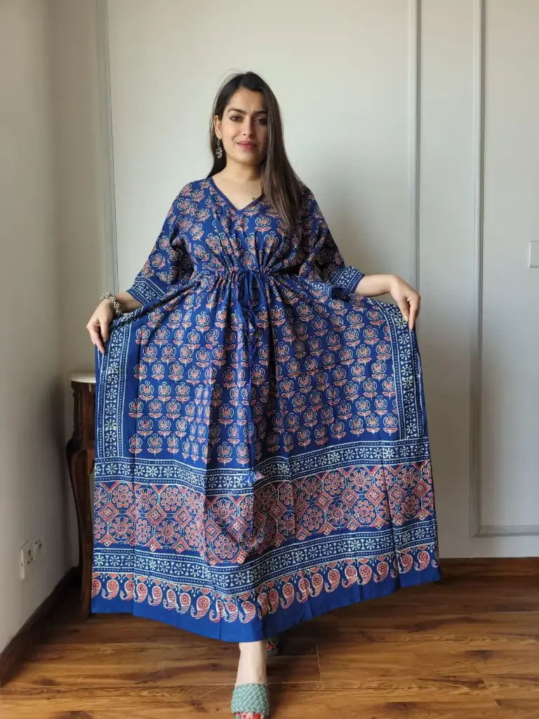 👉 Pure Cotton Kaftan Hand Block Printed 100% Pure cotton Free Size up 36 to 52  Length : 52 inch  👉 Shipping Free Within India