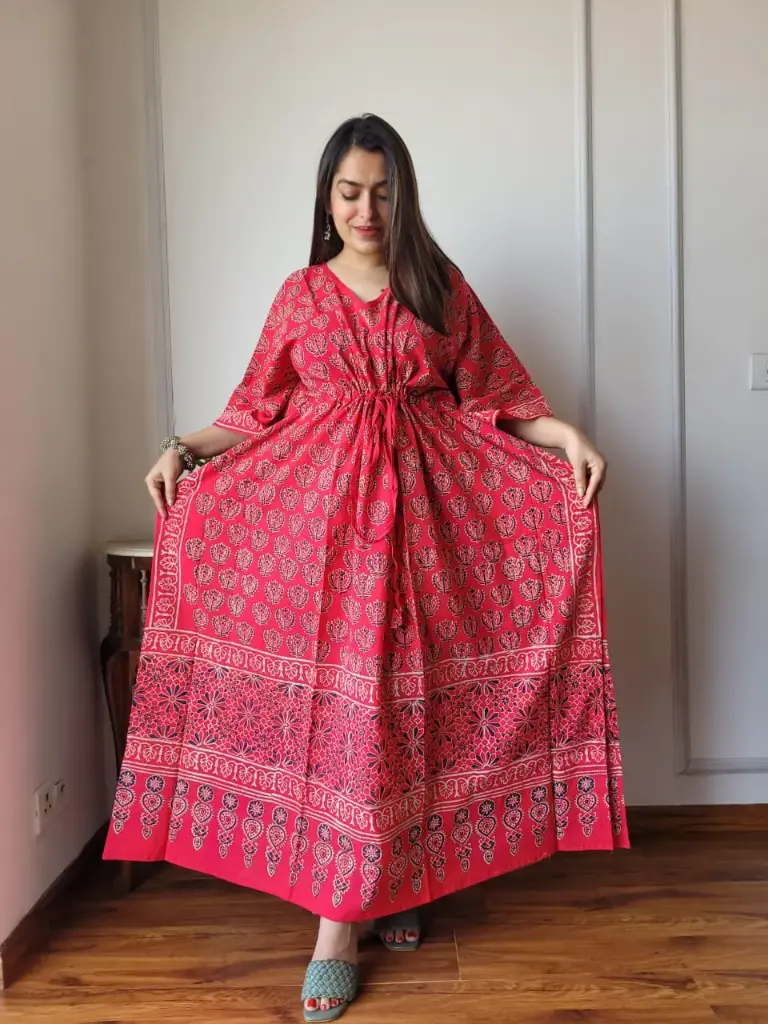 👉 Pure Cotton Kaftan Hand Block Printed 100% Pure cotton Free Size up 36 to 52  Length : 52 inch  👉 Shipping Free Within India