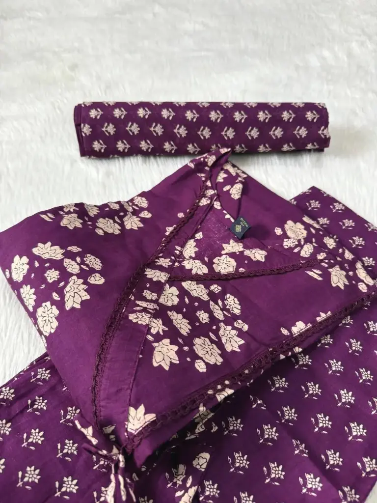 Summer Collection three piece suit in our traditional printed cotton kurti pant and printed dupatta🥰_  Premium QUALITY 👗 FABRICS Neck pattern Angrakha style 👗 Type -  kurti straight Side cut (43) Pant With Pocket(38)  Dupatta (2.3m)    📏  Size (M 38)(L 40) (XL 42)(XXL 44)