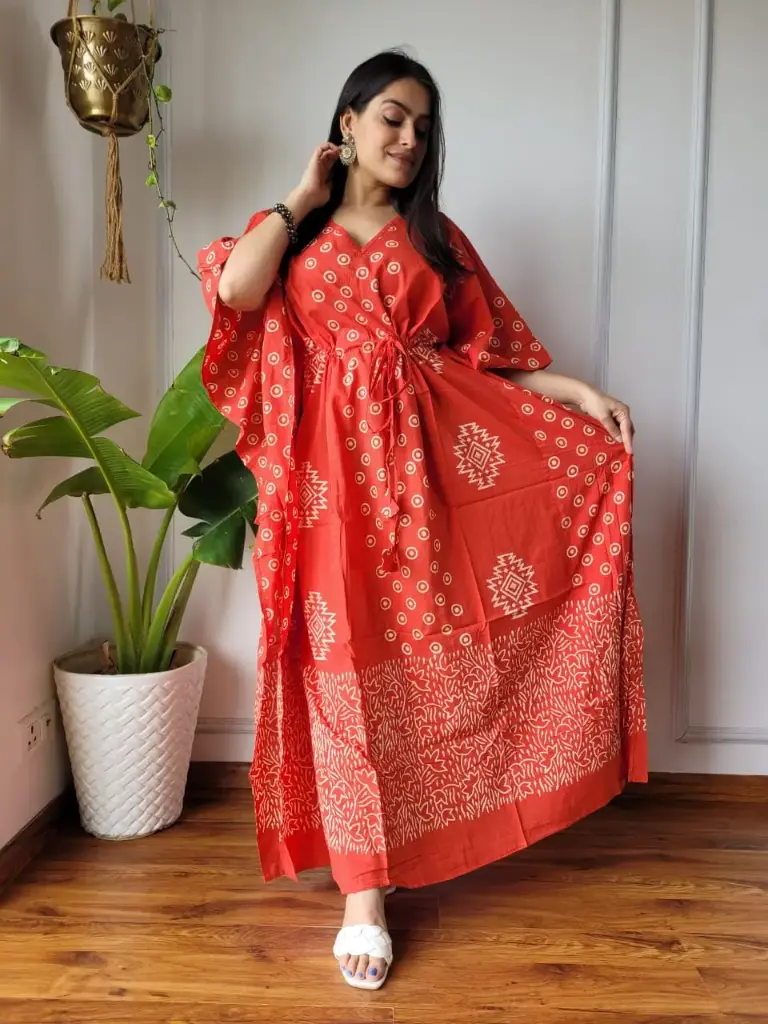 👉 Pure Cotton Kaftan Hand Block Printed 100% Pure cotton Free Size up 36 to 52  Length : 52 inch  👉 Shipping Free Within India