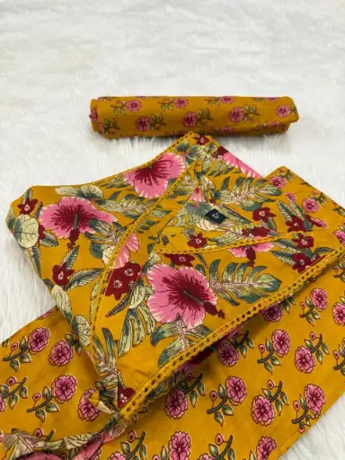 Summer Collection three piece suit in our traditional printed cotton kurti pant and printed dupatta🥰_  Premium QUALITY 👗 FABRICS Neck pattern Angrakha style 👗 Type -  kurti straight Side cut (43) Pant With Pocket(38)  Dupatta (2.3m)    📏  Size (M 38)(L 40) (XL 42)(XXL 44)