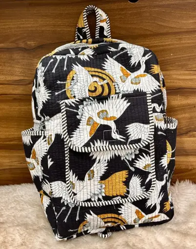 👉 Beautiful quilted hand block printed backpack Single partition zip closure One front side pocket One inside pocket 2 bottle holder Size : 20"X16 ~👉 Shipping free  IN I~ndia