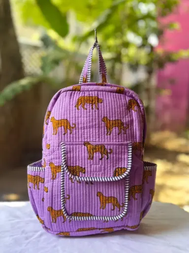 👉 Beautiful quilted hand block printed backpack Single partition zip closure One front side pocket One inside pocket 2 bottle holder Size : 20"X16 ~👉 Shipping free  IN I~ndia