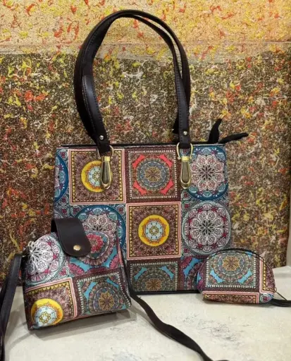 👉 3 combo Bag Set Tote Sling Bag and Pouch Double partition inside pocket Tote bag Size : 12"X12 Sling bag Single partition : Size 8"X8 And a coin pouch Weight : 550 gram approx 👉 Shipping free iN iNDIA