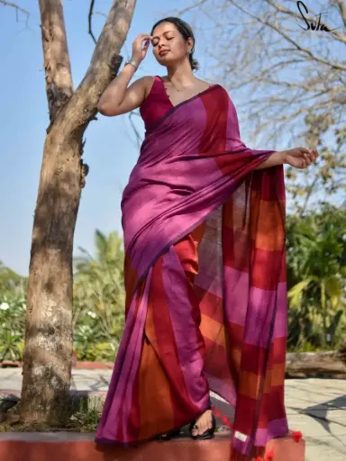 👉 Pure Khadi Cotton Bar Saree  Fabric : khadi Cotton Saree   : 5.5 Meters Blouse  : 0.90 Meter ( Running )