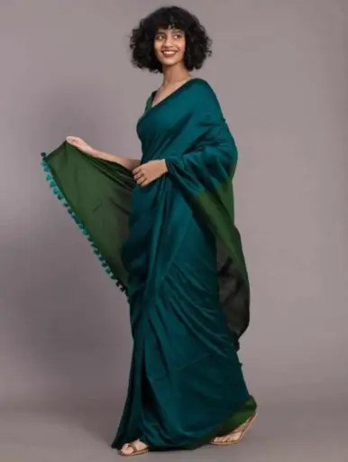 👉 Pure Khadi Cotton Bar Saree  Fabric : khadi Cotton Saree   : 5.5 Meters Blouse  : 0.90 Meter ( Running )