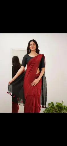 👉 Pure Khadi Cotton Bar Saree  Fabric : khadi Cotton Saree   : 5.5 Meters Blouse  : 0.90 Meter ( Running )