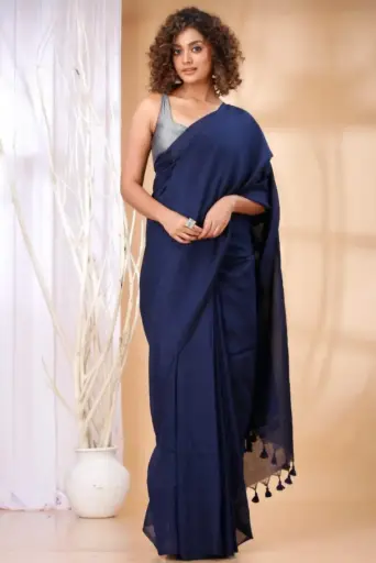 👉 Pure Khadi Cotton Bar Saree  Fabric : khadi Cotton Saree   : 5.5 Meters Blouse  : 0.90 Meter ( Running )