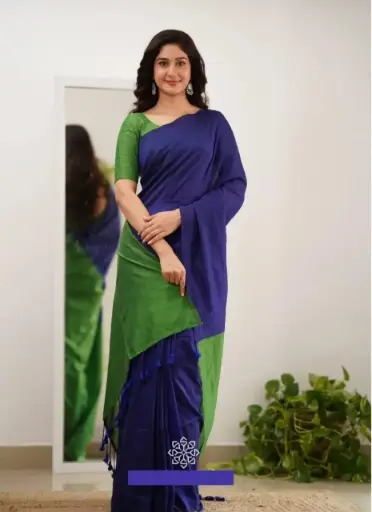 👉 Pure Khadi Cotton Bar Saree  Fabric : khadi Cotton Saree   : 5.5 Meters Blouse  : 0.90 Meter ( Running )