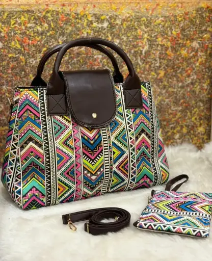 👉 Triple Partition sling cum hand bag Fabric : ikkat Triple partition Detachable  adjustable sling belt Size : 12”x11 👉  Shipping  Free in India