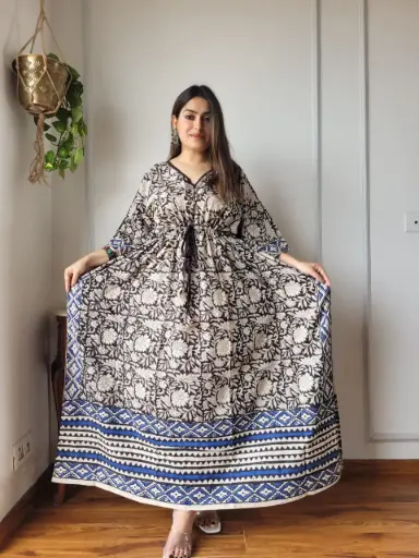 👉 Pure Cotton Kaftan  Hand Block Printed 100% Pure cotton  Free Size up 36 to 52   Length : 52 inch   👉 Shipping Free Within India