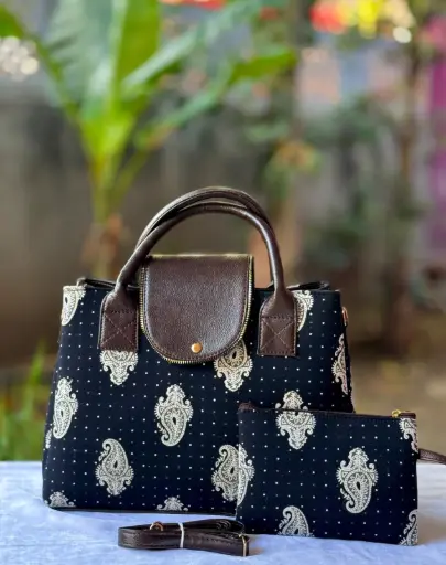 👉 Triple Partition sling cum hand bag Fabric : ikkat Triple partition Detachable  adjustable sling belt Size : 12”x11 👉  Shipping  Free in India
