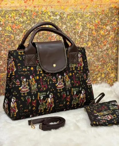 👉 Triple Partition sling cum hand bag Fabric : ikkat Triple partition Detachable  adjustable sling belt Size : 12”x11 👉  Shipping  Free in India