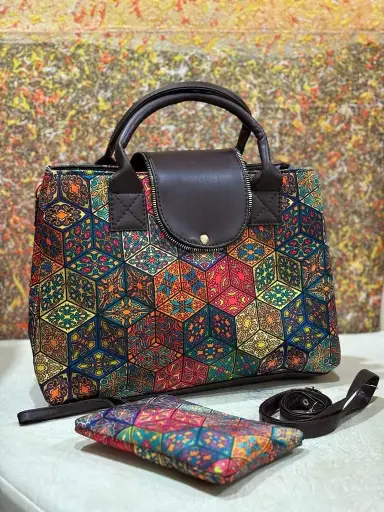 👉 Triple Partition sling cum hand bag Fabric : ikkat Triple partition Detachable  adjustable sling belt Size : 12”x11 👉  Shipping  Free in India