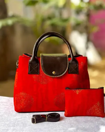 👉 Triple Partition sling cum hand bag Fabric : ikkat Triple partition Detachable  adjustable sling belt Size : 12”x11 👉  Shipping  Free in India