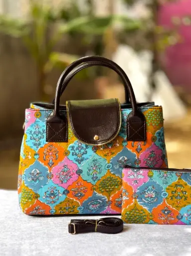 👉 Triple Partition sling cum hand bag Fabric : ikkat Triple partition Detachable  adjustable sling belt Size : 12”x11 👉  Shipping  Free in India