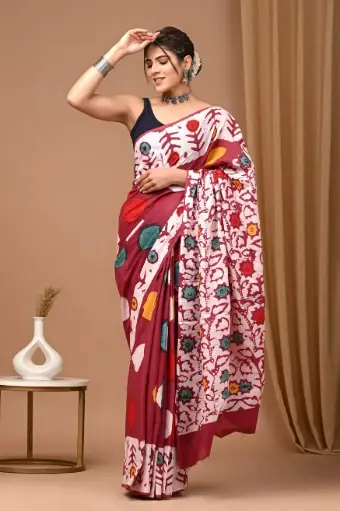 👉 Handblock Printed Pure Cotton Mulmul Saree  Fabric : Pure Cotton ( 92*80 )  Saree   : 5.5 Meter  Blouse  : 0.90 Meter 👉  Shipping  Free in India