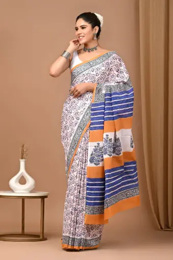 👉 Handblock Printed Pure Cotton Mulmul Saree  Fabric : Pure Cotton ( 92*80 )  Saree   : 5.5 Meter  Blouse  : 0.90 Meter 👉  Shipping  Free in India