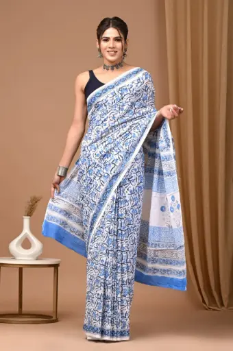 👉 Handblock Printed Pure Cotton Mulmul Saree  Fabric : Pure Cotton ( 92*80 )  Saree   : 5.5 Meter  Blouse  : 0.90 Meter 👉  Shipping  Free in India