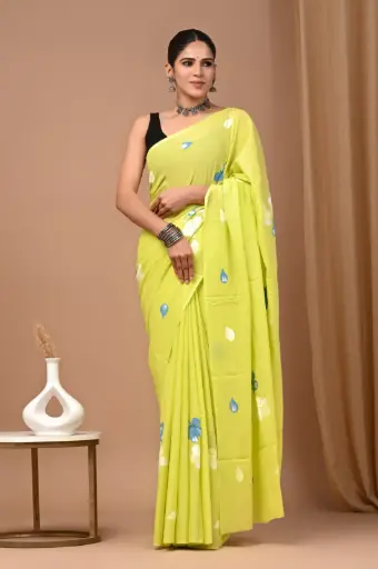 👉 Handblock Printed Pure Cotton Mulmul Saree  Fabric : Pure Cotton ( 92*80 )  Saree   : 5.5 Meter  Blouse  : 0.90 Meter 👉  Shipping  Free in India
