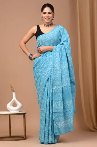 👉 Handblock Printed Pure Cotton Mulmul Saree  Fabric : Pure Cotton ( 92*80 )  Saree   : 5.5 Meter  Blouse  : 0.90 Meter 👉  Shipping  Free in India
