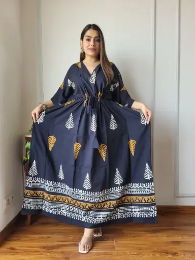 👉 Pure Cotton Kaftan Hand Block Printed 100% Pure cotton Free Size up 36 to 52  Length : 52 inch  👉 Shipping Free Within India