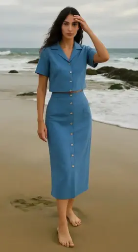 Powder Blue Co-ord Set 💎👗  Minimal yet stylish! This button-down co-ord set is perfect for modern, polished looks – day or workwear.