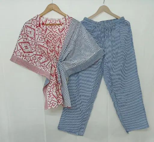 👉 Pure Cotton Kaftan With Pant Set Fabric : Pure Cotton  Size : 36 38 40 42 44 46 One Side Pocket In Payzama