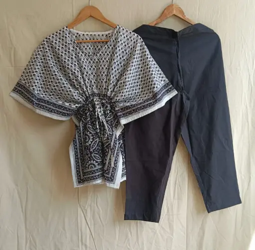 👉 Pure Cotton Kaftan With Pant Set Fabric : Pure Cotton  Size : 36 38 40 42 44 46 One Side Pocket In Payzama