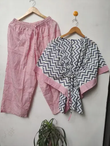 👉 Pure Cotton Kaftan With Pant Set Fabric : Pure Cotton  Size : 36 38 40 42 44 46 One Side Pocket In Payzama