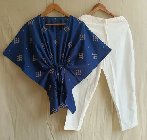 👉 Pure Cotton Kaftan With Pant Set Fabric : Pure Cotton  Size : 36 38 40 42 44 46 One Side Pocket In Payzama
