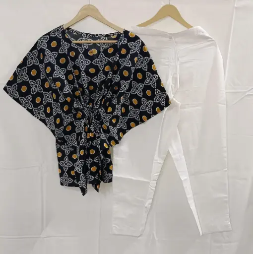 👉 Pure Cotton Kaftan With Pant Set Fabric : Pure Cotton  Size : 36 38 40 42 44 46 One Side Pocket In Payzama