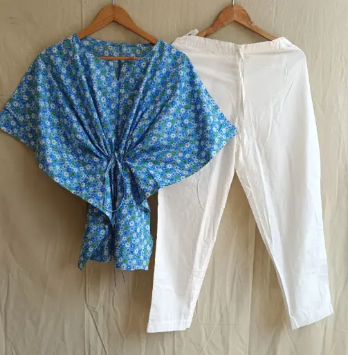 👉 Pure Cotton Kaftan With Pant Set Fabric : Pure Cotton  Size : 36 38 40 42 44 46 One Side Pocket In Payzama