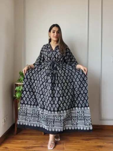 👉 Pure Cotton Kaftan Hand Block Printed 100% Pure cotton Free Size up 36 to 52  Length : 52 inch  👉 Shipping Free Within India