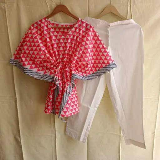 👉 Pure Cotton Kaftan With Pant Set Fabric : Pure Cotton  Size : 36 38 40 42 44 46 One Side Pocket In Payzama