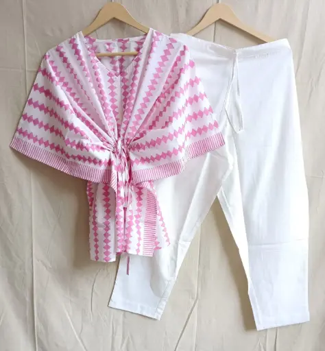 👉 Pure Cotton Kaftan With Pant Set Fabric : Pure Cotton  Size : 36 38 40 42 44 46 One Side Pocket In Payzama