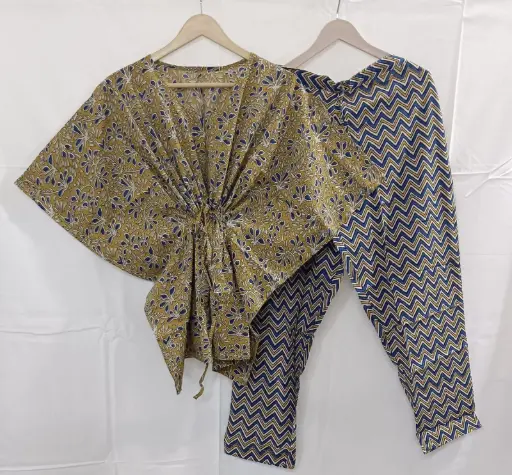 👉 Pure Cotton Kaftan With Pant Set Fabric : Pure Cotton  Size : 36 38 40 42 44 46 One Side Pocket In Payzama