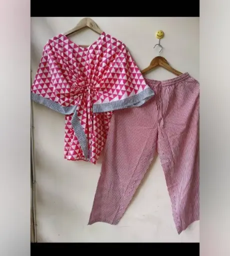 👉 Pure Cotton Kaftan With Pant Set Fabric : Pure Cotton  Size : 36 38 40 42 44 46 One Side Pocket In Payzama